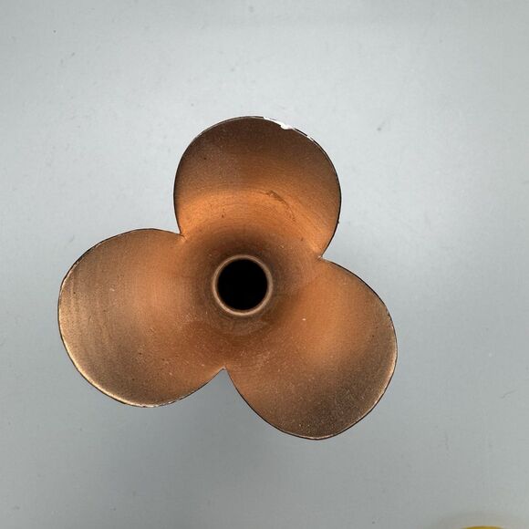 Vtg Copper Ornate Etched Hand Painted Bud Vase Decorative Hair Pin Holder Vanity - Picture 4 of 8